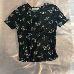 Black and white butterfly top